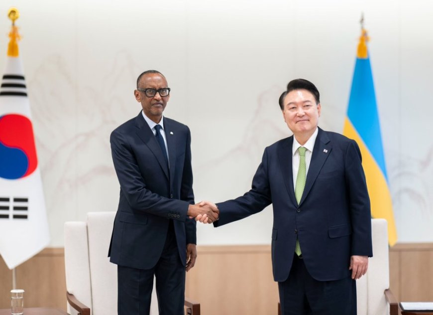 Perezida Kagame yahuye na Yoon Suk Yeol wa Koreya y’Epfo mu biganiro bitandukanye