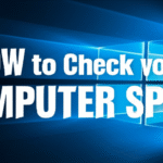 A screenshot showing how to check computer specs in the Windows System Information panel, displaying the processor, OS version, and installed RAM.