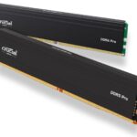 A dynamic hero image showcasing the Crucial Pro Series SSD and DRAM modules, with a glowing blue and purple tech-themed background, representing a high-performance PC upgrade