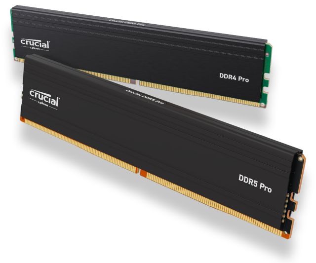 A dynamic hero image showcasing the Crucial Pro Series SSD and DRAM modules, with a glowing blue and purple tech-themed background, representing a high-performance PC upgrade